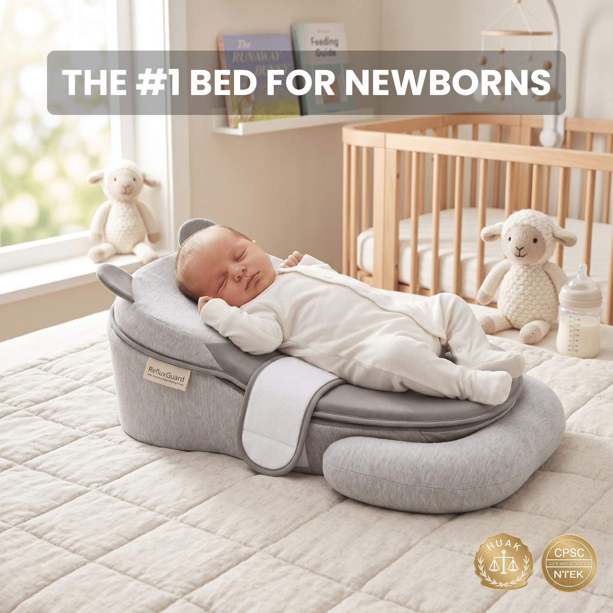 RefluxGuard - Anti-Overflow Baby Feeding Pillow - Reflux Wedge & Nursing Support